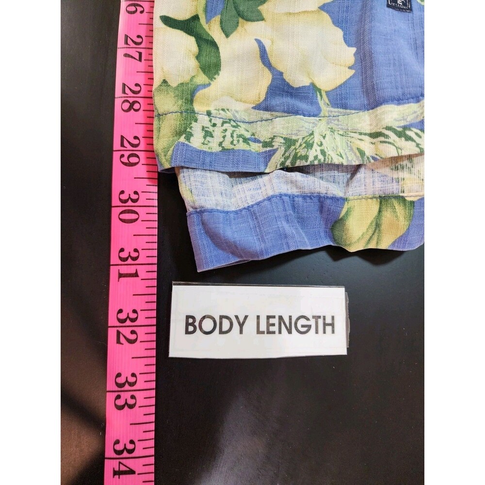 Bermuda Bay Men XL Blue Green Leaf Shirt Button Silk Tropical Vaca Hawaiin Aloha - Picture 13 of 14